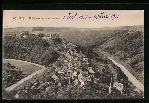 AK Kyllburg, Blick von der Mariensäule auf die Stadt