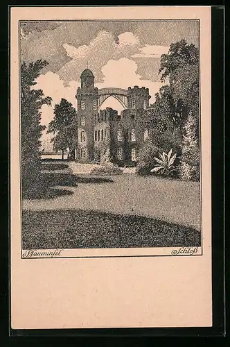 Künstler-AK Potsdam, das Schloss auf der Pfaueninsel