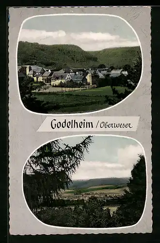 AK Godelheim a. Oberweserm Ortstotale, Landschaftspanorama vom Wald aus