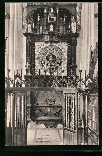 AK Lübeck, die astronomische Uhr in der Marienkirche