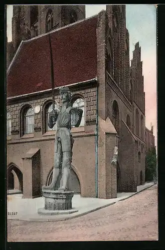 AK Stendal, der Roland am Rathaus