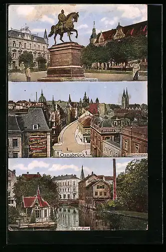 AK Osnabrück, in der Möserstrasse, an der Hase, das Kaiser-Wilhelm-Denkmal