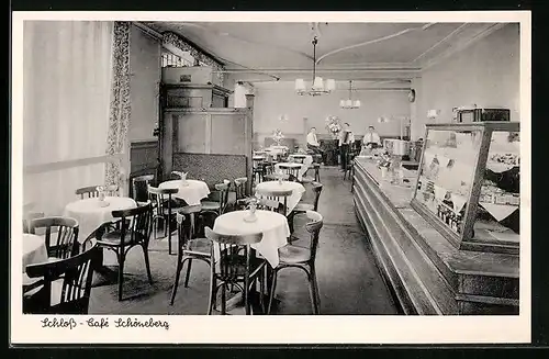 AK Berlin-Schöneberg, Schloss-Cafe, Hauptstrasse 107, Interieur