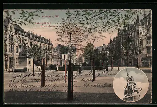 AK Biebrich a. Rh., Kaiserplatz mit Kriegerdenkmal