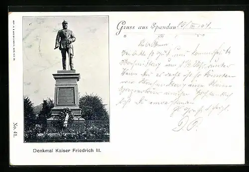 AK Spandau, vor dem Denkmal Kaiser Friedrich III.