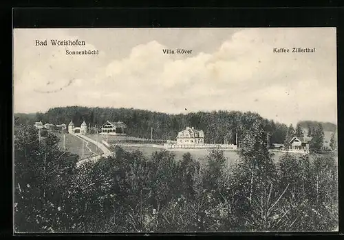 AK Bad Wörishofen, Villa Köver, Kaffee Zillerthal, Sonnenbüchl