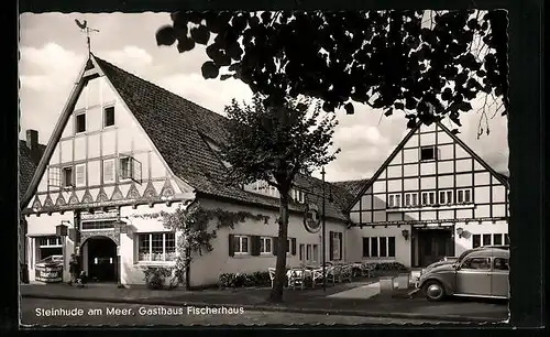 AK Steinhude am Meer, vor dem Gasthaus Fischerhaus