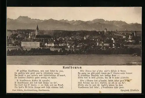 AK Kaufbeuren, Generalansicht der Stadt gegen die Berge