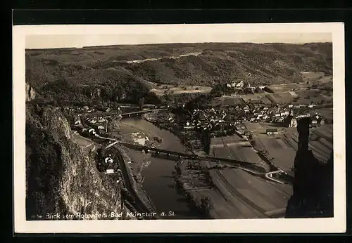 AK Bad Münster a. St., Blick vom Rothenfels auf den gesamten Ort