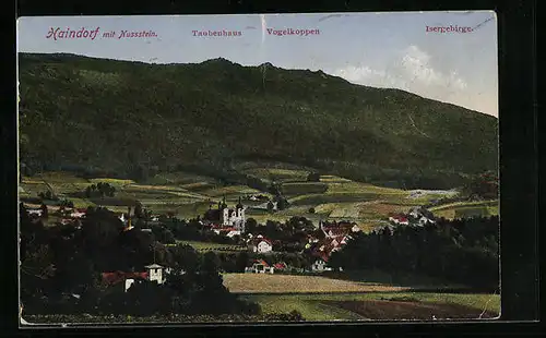 AK Haindorf, Ortsansicht mit Nusstein, Taubenhaus, Vogelkoppen