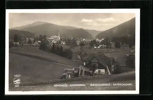 AK Harrachsdorf, Ortsansicht mit der Kirche