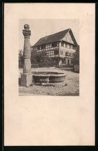 AK Marthalen, Gasthaus zum Rössli mit Brunnen