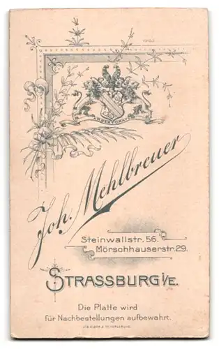 Fotografie J. Mehlbreuer, Strassburg i. E., Steinwallstrasse 56, Junger uniformierter Soldat