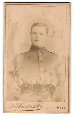 Fotografie H. Reuther & Co., Metz, Steinweg 4, Junger uniformierter Soldat, Kaiserportraits