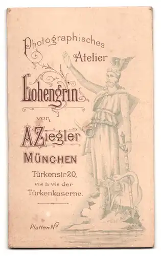 Fotografie A. Ziegler, München, Türkenstrasse 20, Junger Gardesoldat in Uniform