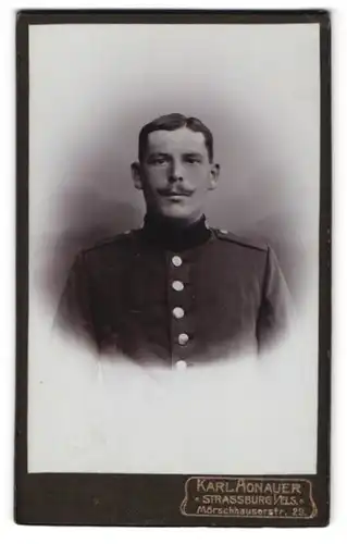 Fotografie Karl Aonauer, Strassburg i. E., Mörschhauserstrasse 29, Soldat in Uniform des IR 15