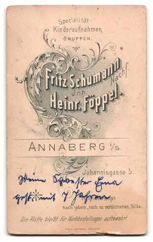 Fotografie Fritz Schumann, Annaberg i. S., Johannisgasse 5, Süsses Mädchen mit lockigen Haaren