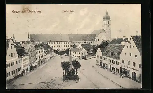 AK Ebersberg, Marienplatz mit Kirche