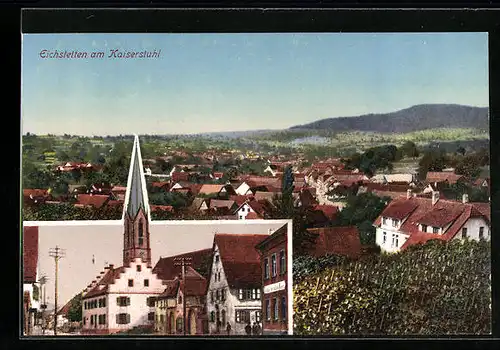 AK Eichstetten am Kaiserstuhl, Ortsansicht und Kirche