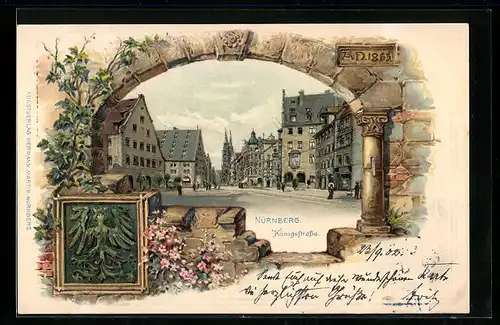 Präge-Lithographie Nürnberg, Blick auf die Königsstrasse