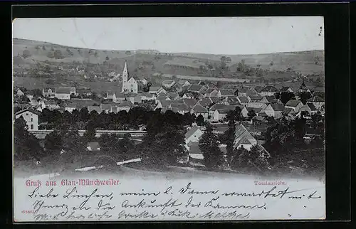 AK Glan-Münchweiler, Totalansicht aus der Vogelschau