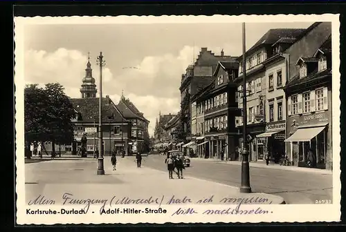 AK Karlsruhe-Durlach, Strasse Kirche