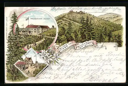 Lithographie Inselsberg, Preussischer Gasthof, Gothaisches Hotel