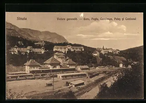 AK Sinaia, Vedere generala, Gara, Posta, Caraiman, Peles si Cazinoul, Bahnhof