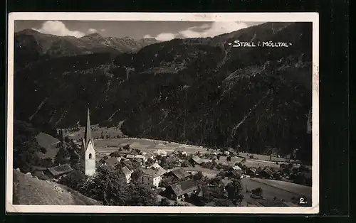 AK Stall, Teilansicht des Ortes mit Kirche und Blick ins Tal
