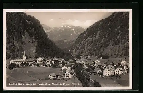 AK Mallnitz, Ortsansicht gegen das Tauerntal mit Gaislspitze