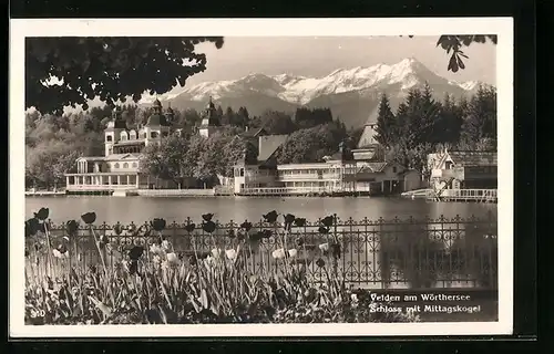 AK Velden am Wörthersee, Schloss mit Mittagskogel