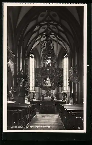 AK Heiligenblut, Kircheninneres mit Altar