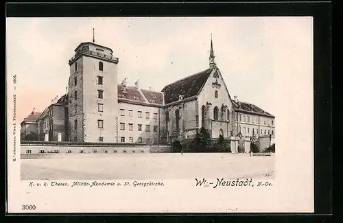 AK Wr.-Neustadt, Militär-Akademie u. St. Georgskirche