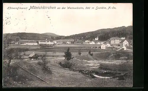 AK Mönichkirchen an der Wechselbahn, Teilansicht aus der Vogelschau
