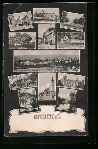 AK Bruck a. L., Ortsansicht, Milchhalle, Kirchenplatz