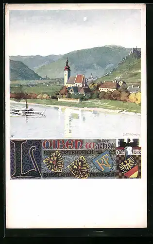 Künstler-AK Richard Assmann: Loiben in der Wachau, Wappen der Südmark