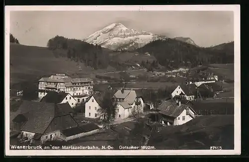 AK Wienerbruck an der Mariazellerbahn, Ortsansicht mit Oetscher