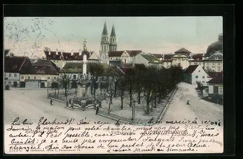 AK Klosterneuburg, Rathaus-Platz und Stiftskirche