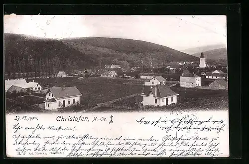 AK Christofen, Ortsansicht aus der Vogelschau