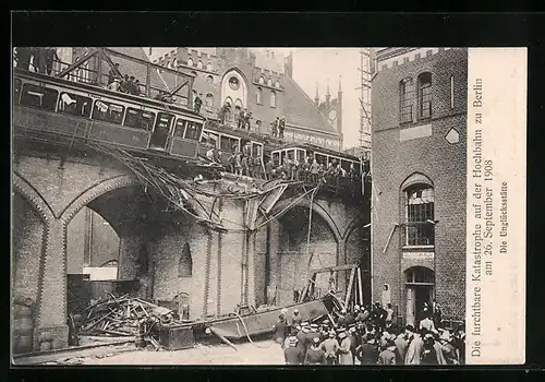 AK Berlin-Kreuzberg, Katastrophe auf der Hochbahn 1908, Die Unglücksstätte