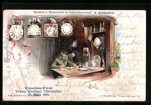 Lithographie Hausfleiss u. Hausindustrie im hohen Schwarzwald, IV. Schildmalerei