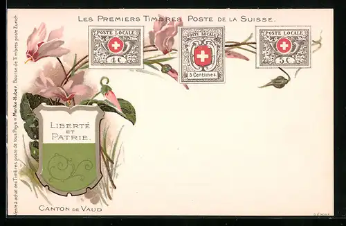 Lithographie Canton de Vaud, Les Premiers Timbres Poste de la Suisse, Briefmarken