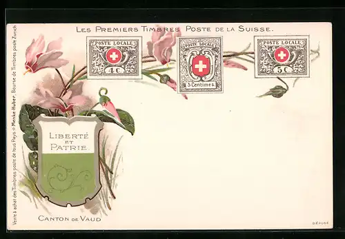 Lithographie Canton de Vaud, Les Premiers Timbres Poste de la Suisse, Briefmarken