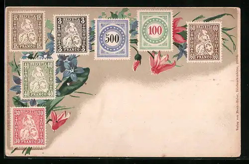 Lithographie Briefmarken, Helvetia