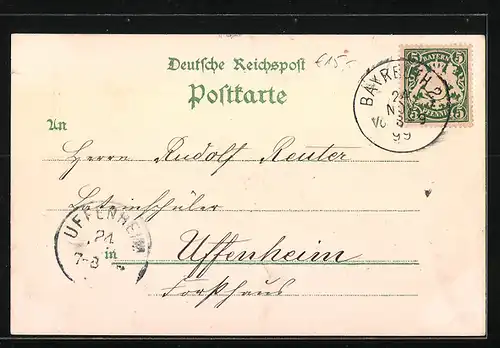 Lithographie Kiel, Dampfer auf Gewässer