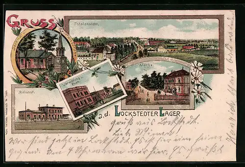 Lithographie Lockstedter Lager, Bahnhof, Wache, Verwaltung u. Post