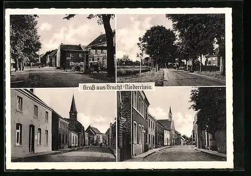 AK Bracht /Niederrhein, Strassenpartie mit Kirche