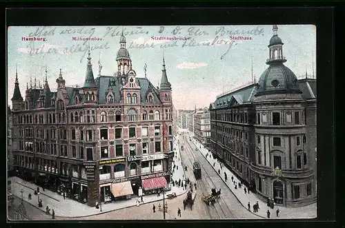 AK Hamburg-Neustadt, Millionenbau, Stadthausbrücke, Stadthaus