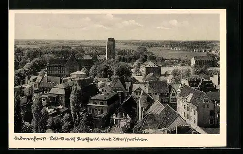 AK Delmenhorst, Blick auf Rathaus und Wasserturm