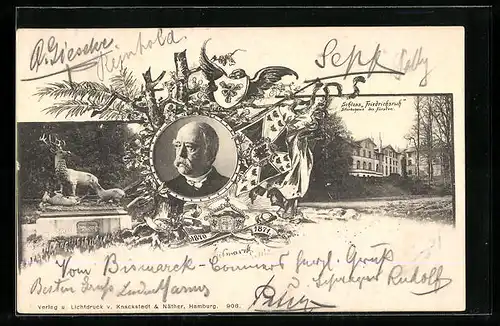 AK Friedrichsruh, Schloss Friedrichsruh, Bismarck, Fahne, Wappen